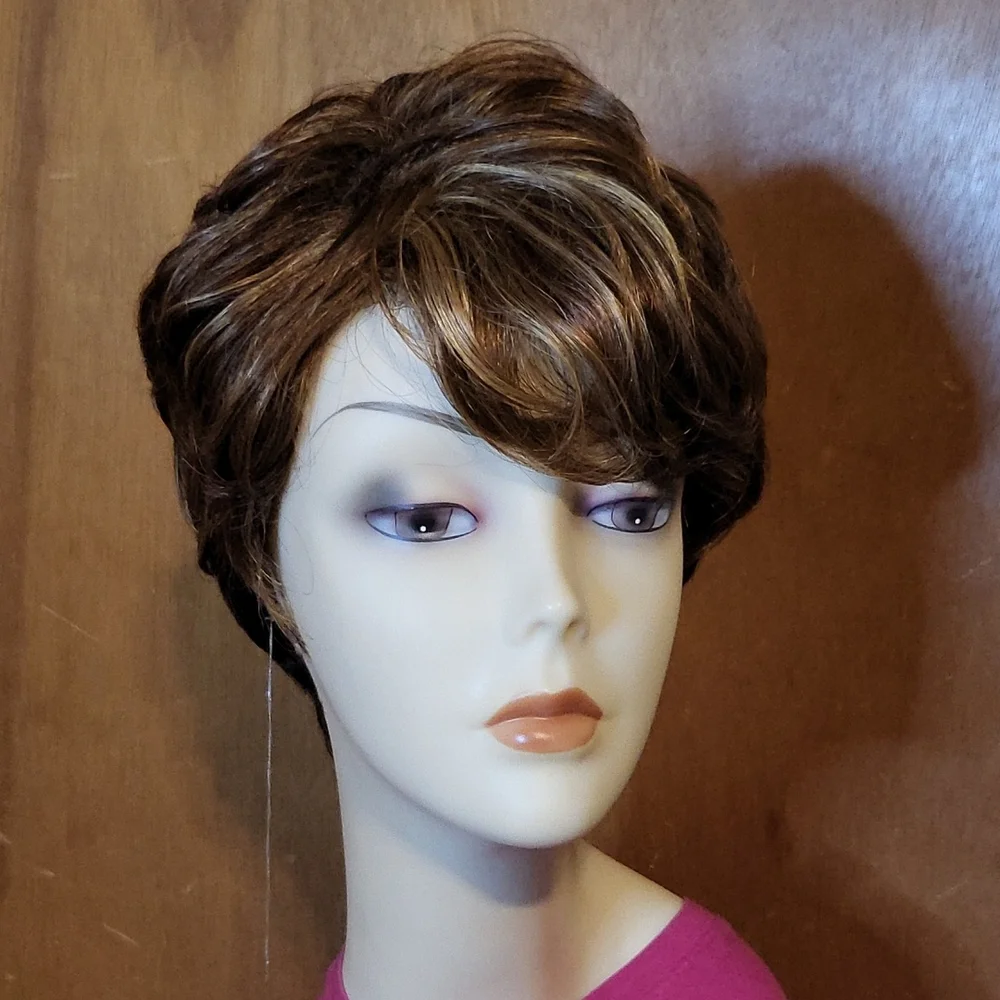 Short Brown / Blonde Curly Wig - Picture 1 of 7